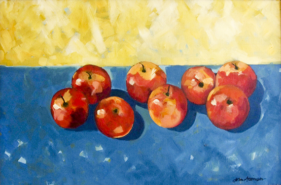 Apples on a Blue Table